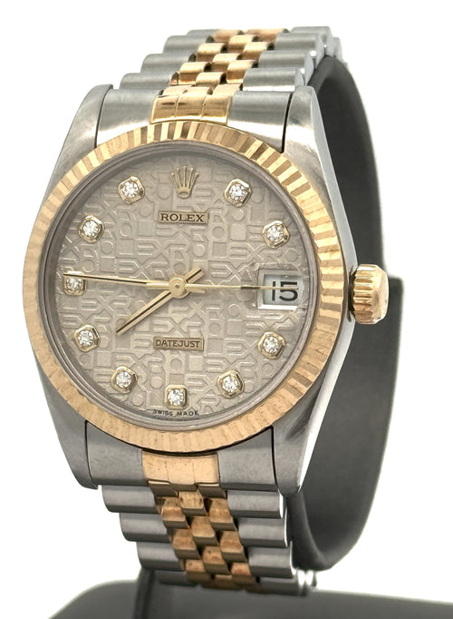 Pre-owned Rolex Datejust 31 Silver Jubilee Dial - 68273- Y Gold/SS, S16443