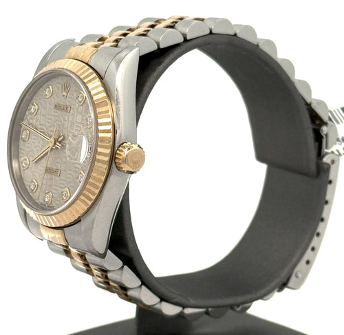 Pre-owned Rolex Datejust 31 Silver Jubilee Dial - 68273- Y Gold/SS, S16443