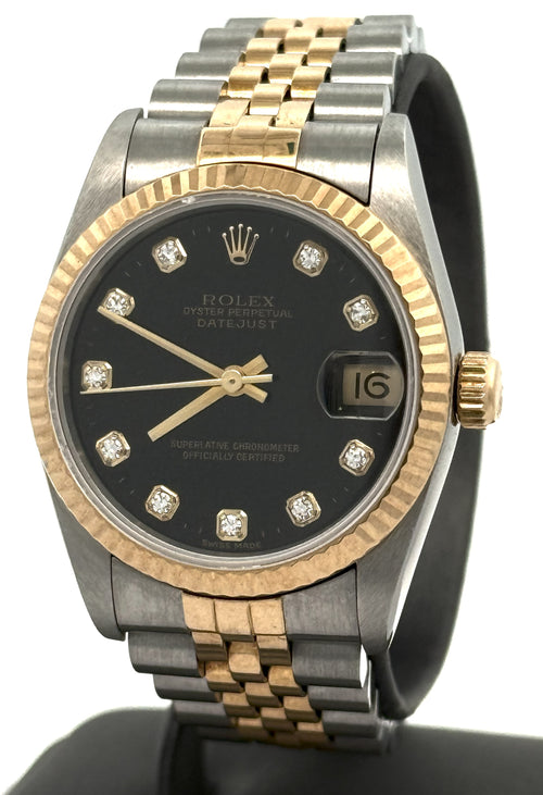 Pre-owned Rolex Datejust 31mm Black Dial - 68273 - Yellow Gold/Steel S16441