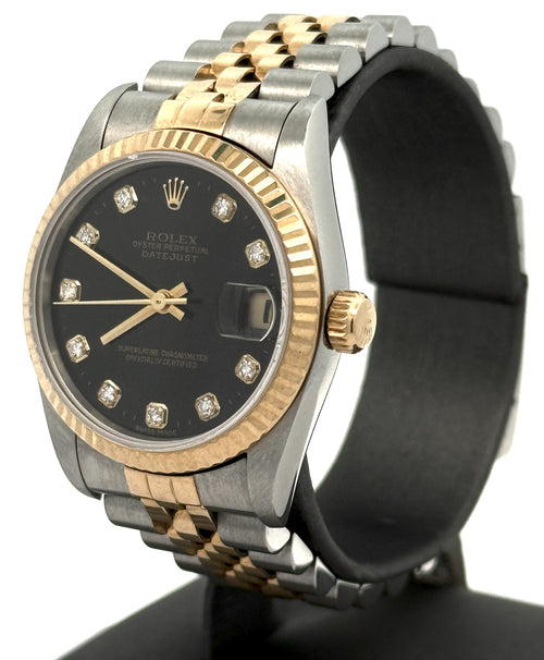 Pre-owned Rolex Datejust 31mm Black Dial - 68273 - Yellow Gold/Steel S16441
