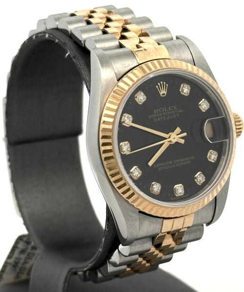 Pre-owned Rolex Datejust 31mm Black Dial - 68273 - Yellow Gold/Steel S16441