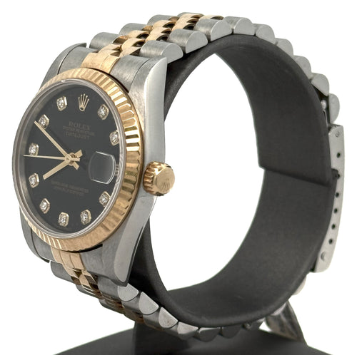 Pre-owned Rolex Datejust 31mm Black Dial - 68273 - Yellow Gold/Steel S16441