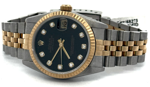 Pre-owned Rolex Datejust 31mm Black Dial - 68273 - Yellow Gold/Steel S16441