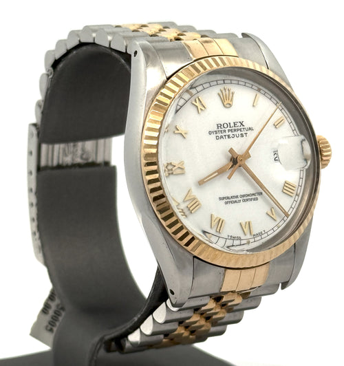 Pre-owned Rolex Datejust 36mm White Dial - 16013- Yellow Gold/Steel S108608