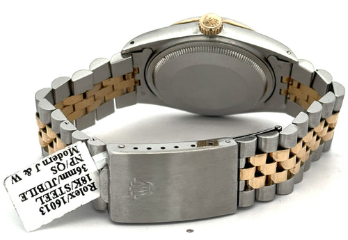 Pre-owned Rolex Datejust 36mm White Dial - 16013- Yellow Gold/Steel S108608