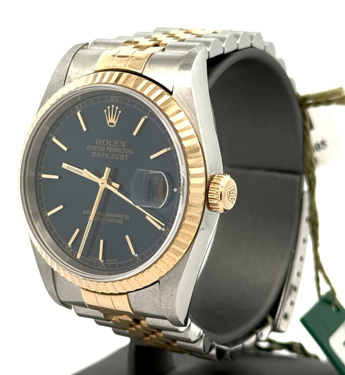 Pre-owned Rolex Datejust 36mm Blue Dial - 16233- Yellow Gold/Steel S107844