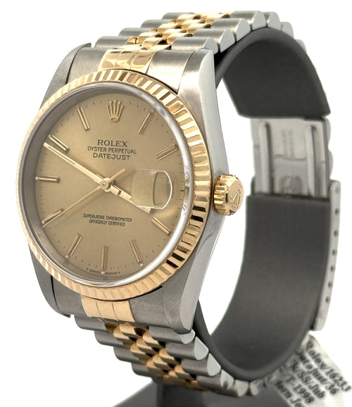 Pre-owned Rolex Datejust 36mm Champagne Dial - 16233- Yellow Gold/Steel S16375