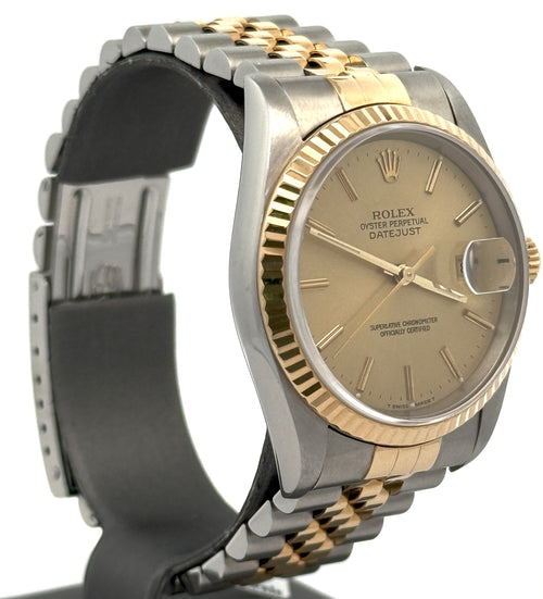 Pre-owned Rolex Datejust 36mm Champagne Dial - 16233- Yellow Gold/Steel S16375