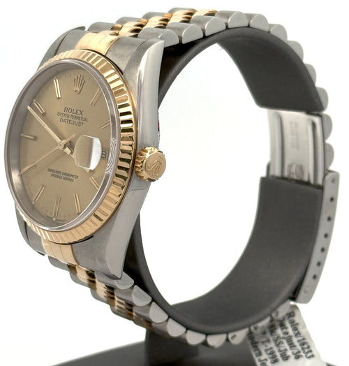 Pre-owned Rolex Datejust 36mm Champagne Dial - 16233- Yellow Gold/Steel S16375