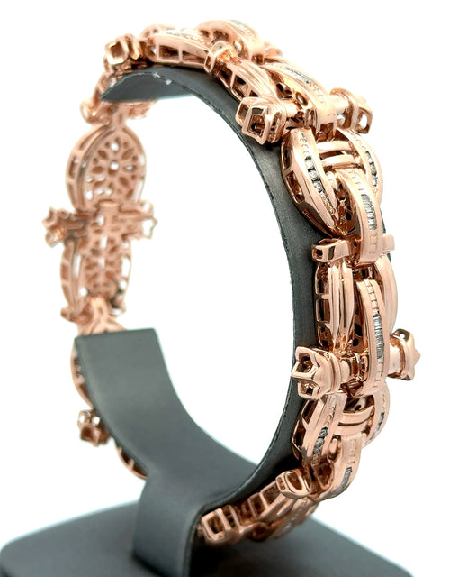 14k Rose Gold Men's Fancy Bracelet, 1.00CT Diamonds 8.5", 54.9g, S108673