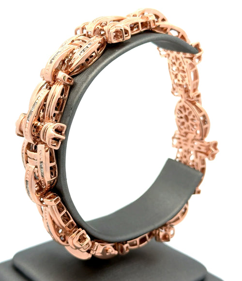 14k Rose Gold Men's Fancy Bracelet, 1.00CT Diamonds 8.5", 54.9g, S108673