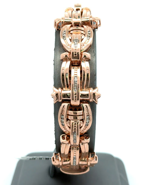 14k Rose Gold Men's Fancy Bracelet, 1.00CT Diamonds 8.5", 54.9g, S108673