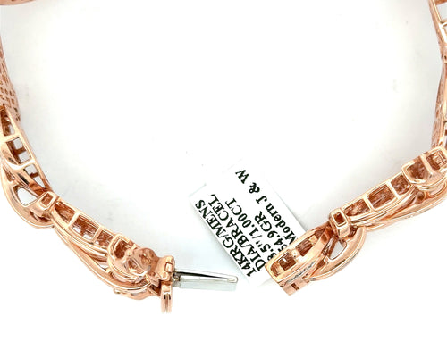14k Rose Gold Men's Fancy Bracelet, 1.00CT Diamonds 8.5", 54.9g, S108673