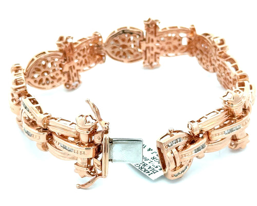14k Rose Gold Men's Fancy Bracelet, 1.00CT Diamonds 8.5", 54.9g, S108673
