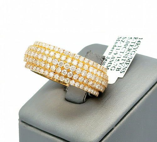 14k Yellow Gold 5.00 CT Diamond Men's Eternity Ring, 15.7g, Size 11, S16733