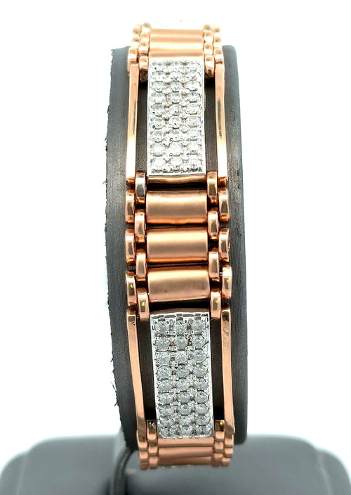 14k Rose Gold 4.00 Carats Men's Diamond Bracelet, 8", 37.3g, S16731