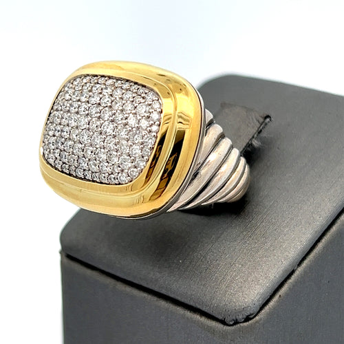 David Yurman 18K Gold and Silver Pave Wheaton Collection Ring S108186