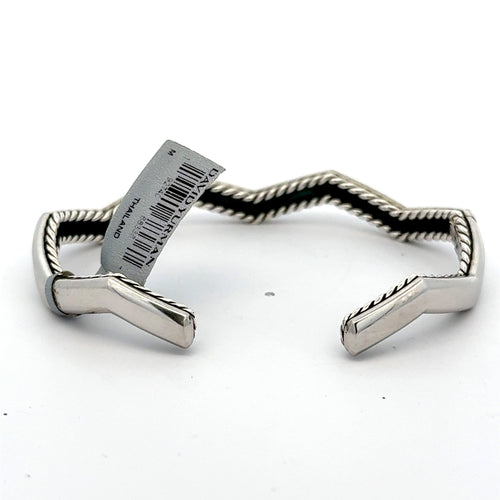 David Yurman Silver Zig Zag Stax 5mm Pave Ladies Bracelet 0.984 TCW