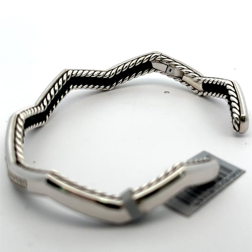 David Yurman Silver Zig Zag Stax 5mm Pave Ladies Bracelet 0.984 TCW