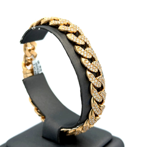 10k Yellow Gold 5.76 CT Diamond Cuban Link Bracelet,8" 50.1g, S108190