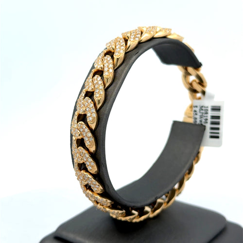 10k Yellow Gold 5.76 CT Diamond Cuban Link Bracelet,8" 50.1g, S108190