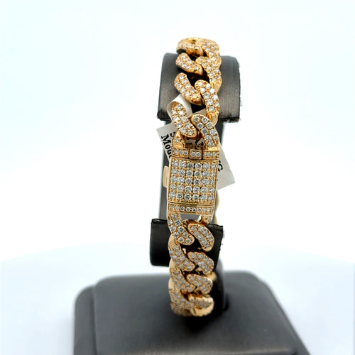 10k Yellow Gold 5.76 CT Diamond Cuban Link Bracelet,8" 50.1g, S108190