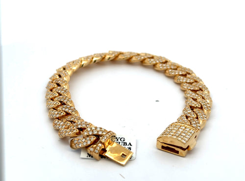 10k Yellow Gold 5.76 CT Diamond Cuban Link Bracelet,8" 50.1g, S108190