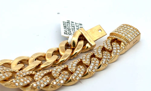 10k Yellow Gold 5.76 CT Diamond Cuban Link Bracelet,8" 50.1g, S108190