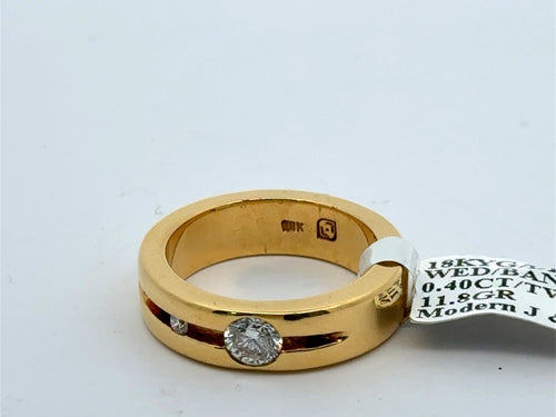 18k Yellow Gold 0.40 CT Diamond UNISEX Wedding Band, 11.8g, Size 7, S101196