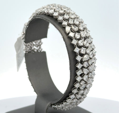 14k White Gold 21.5CT Diamond Bangle Bracelet, 35.7g, 8'',S108264