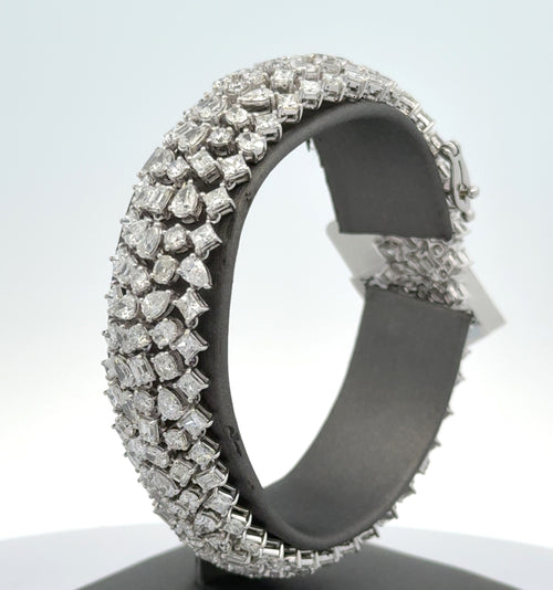 14k White Gold 21.5CT Diamond Bangle Bracelet, 35.7g, 8'',S108264