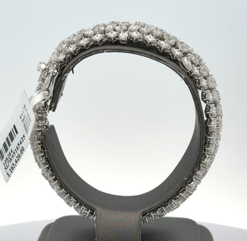 14k White Gold 21.5CT Diamond Bangle Bracelet, 35.7g, 8'',S108264
