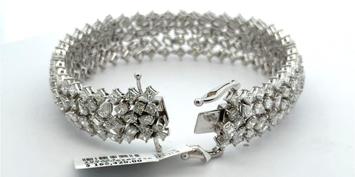 14k White Gold 21.5CT Diamond Bangle Bracelet, 35.7g, 8'',S108264