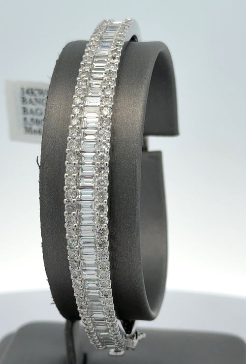 14k  White Gold 5.25CT Diamond Ladies Bangle Bracelet, 14.5gm, S108318