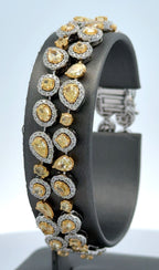 14k White Gold 11.25CTW Multi color Diamond Bangle Bracelet, 28.7g, 7''