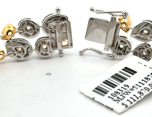 14k White Gold 11.25CTW Multi color Diamond Bangle Bracelet, 28.7g, 7''