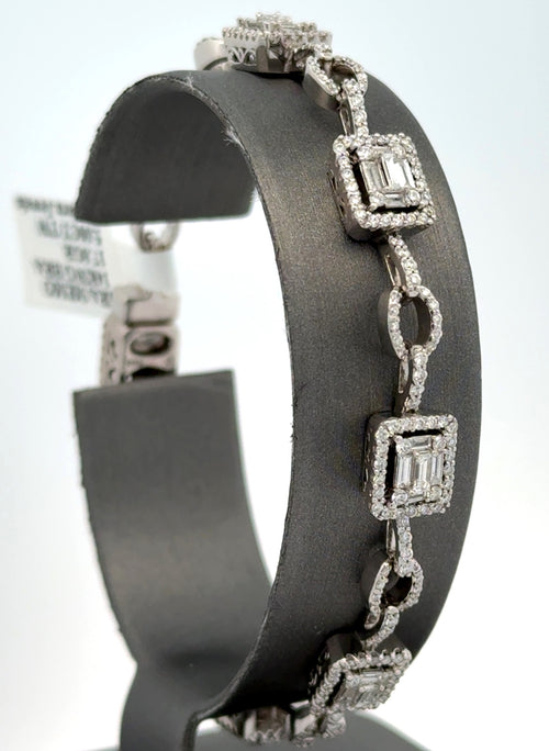 14k White Gold 4.75 CT Baguette Diamond Bracelet, 7", 17.8g, S16454