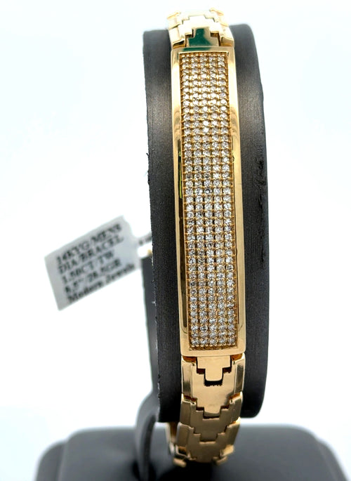 14k Yellow Gold 1.50CT Men's Diamond Tennis Bracelet, 8.5", 28.5G S16511