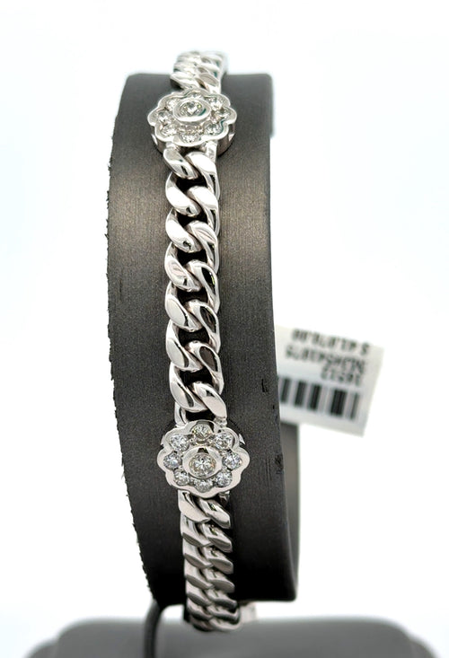 18k White Gold 1.80CT Cuban Link Diamond Bracelet, 35.8gm, 8", S16512