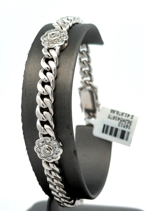 18k White Gold 1.80CT Cuban Link Diamond Bracelet, 35.8gm, 8", S16512