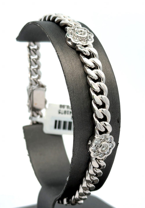 18k White Gold 1.80CT Cuban Link Diamond Bracelet, 35.8gm, 8", S16512