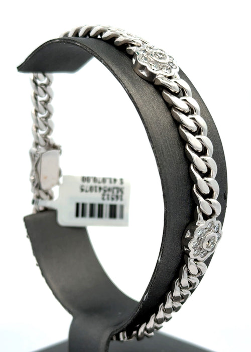 18k White Gold 1.80CT Cuban Link Diamond Bracelet, 35.8gm, 8", S16512