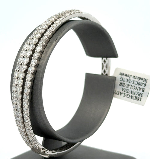 18k White Gold 6.00 CT Diamond Bangle Bracelet, 24.7g, S16559