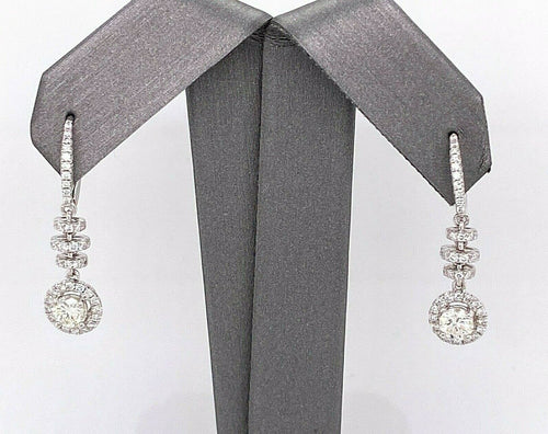 18k White Gold 1.50 CT Diamond Ladies Drop Earrings, 3.1gm, S12188
