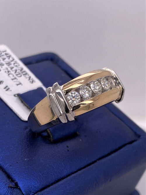 14k Two Tone Gold 0.75 CT Diamond Men's Wedding Band