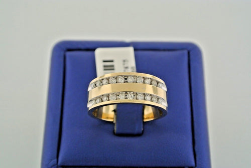 14k Yellow Gold 0.75 CT Diamond Men's Band, 10.5gm, Size 10.25