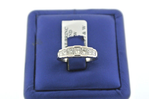 Platinum 1.00 CT Princess Cut Diamond Wedding Band, 6.4gm, Size 5.25