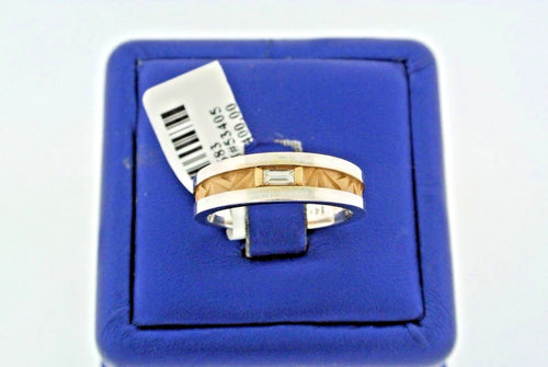 Fancy Design 14k Two Tone Gold Baguette Diamond Men's Band, 7.9, Size9.75