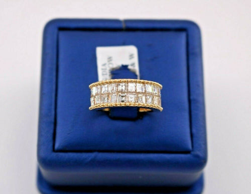 18k Yellow Gold 3.50 CT Princess Cut Diamond Band, 7.1gm, Size 6
