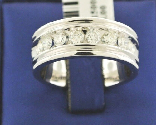 14k White Gold 1.50 CT Diamond Men's Fancy Band, 15.8gm, Size 10.75